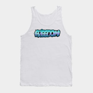 Blue "Freedom" graffiti Tank Top